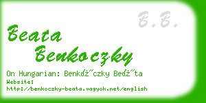 beata benkoczky business card